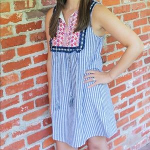 Entro shift dress with bib embroidery